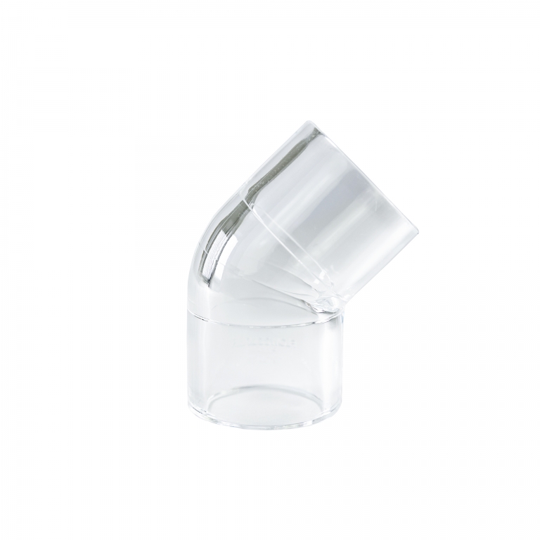 Pipe connector clear for 20mm - 45°